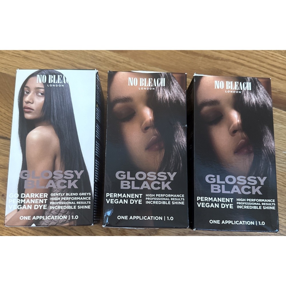 No Bleach London  Glossy Black Permanent Vegan Dye LOT OF 3 Boxes